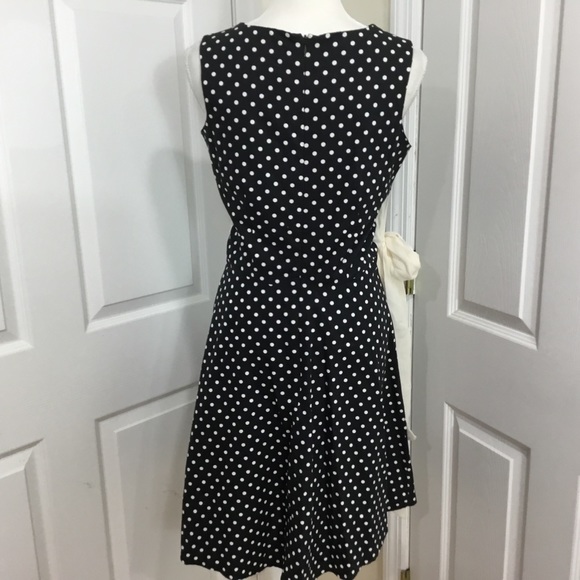 Karen Warren Black Linen Polka Dot Belted Dress - Picture 4 of 10